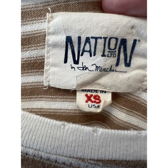 Nation LTD Olivia Pocket T-Shirt Dress Tan White Size X-Small XS - Picture 3 of 9